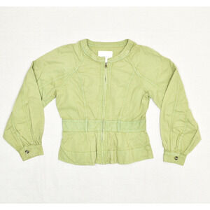 Anthropologie Women's Utility Jacket Zip Solid Cotton Blend Green Size S NO BELT